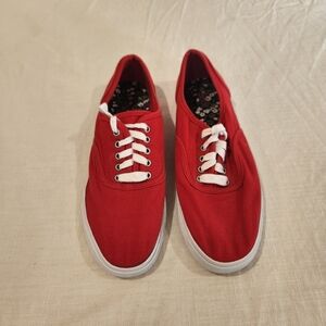 Mossimo Y2K Red Canvas Sneakers with White Laces Womens Size 11